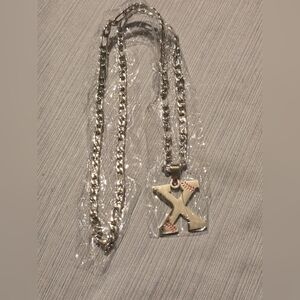 Silver long baseball letter chain